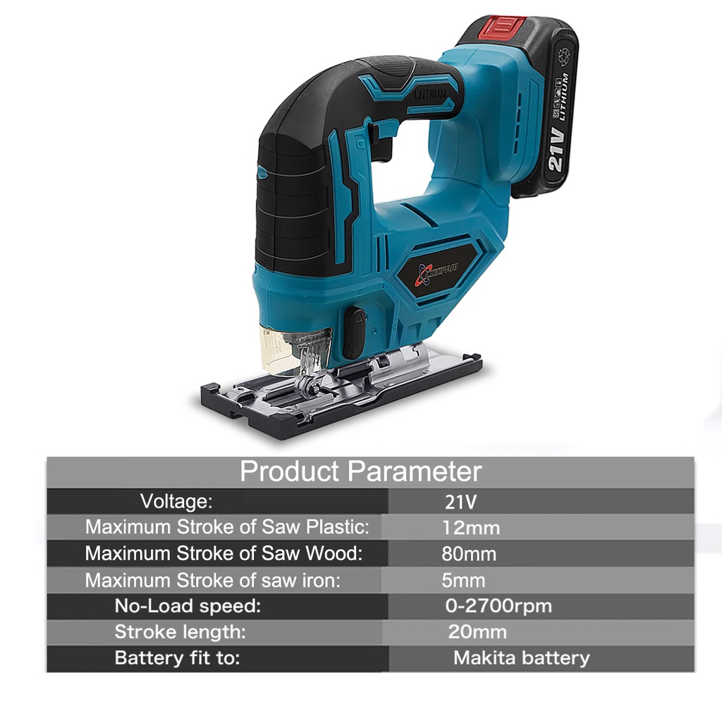 COOFARI 21V 65mm Cordless Jigsaw Jig Saw Listrik Portabel Multi-Fungsi Woodworking Alat Listrik Dengan 2 pcs Baterai