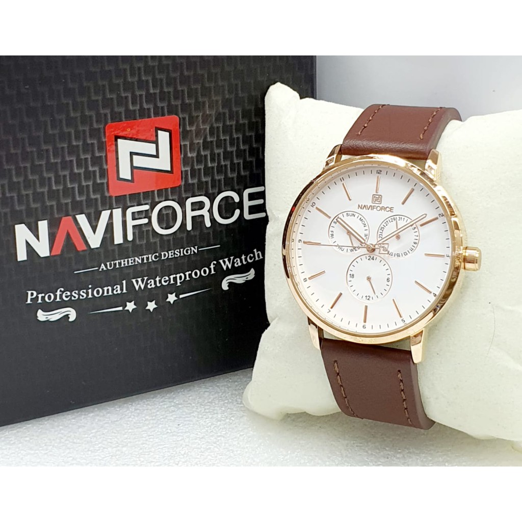 Jam Tangan Pria Naviforce Original Chronograph 21905CT Tali Kulit