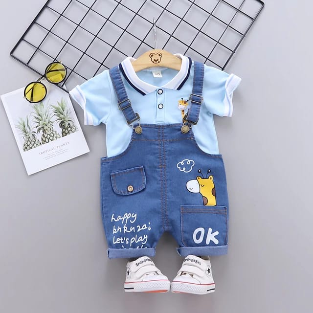 PUNCAK 11.11 Cherry COD Overall Anak Jerapah / Baju Kodok Anak / Setelan Anak Laki Laki / Overall Anak Import / Jumpsuit Anak Import - Motif Jerapah