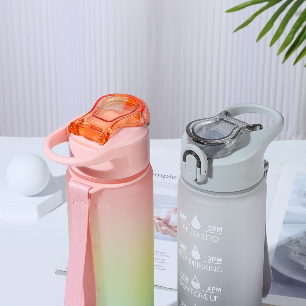 Botol Air Minum Portable 1000ml Anti Bocor Warna Gradasi Pelangi Dengan Sedotan Untuk Travel