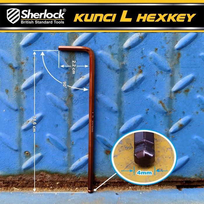 Kunci L Hexkey 4 mm (Heavy Duty) / Sherlock Kunci L Material S2 (1Pcs)