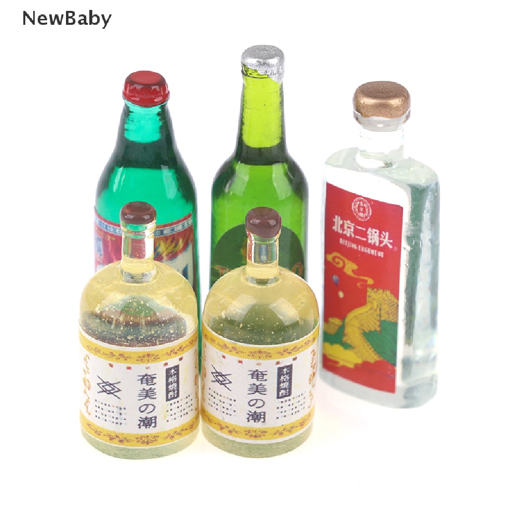 Newbaby 20Pcs / Set Mainan Miniatur Botol Minuman Skala 1: 12 1: 6 Untuk Aksesoris Dapur Rumah Boneka