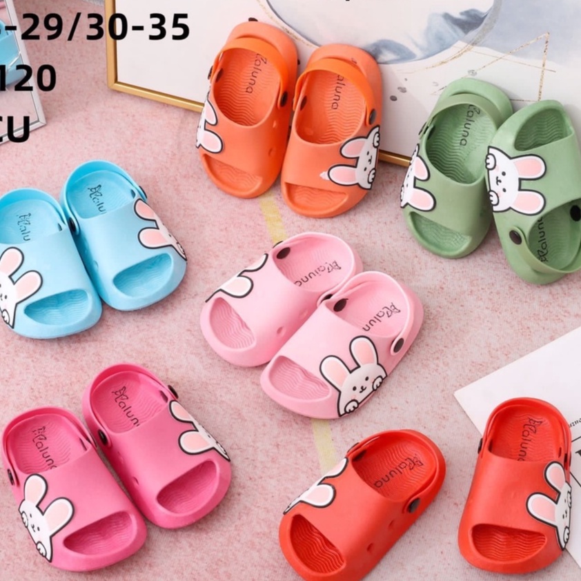 Sandal Anak Perempuan Usia 2 3 4 Tahun Slop Import Bahan Jelly Bunny Laluna 21337-10