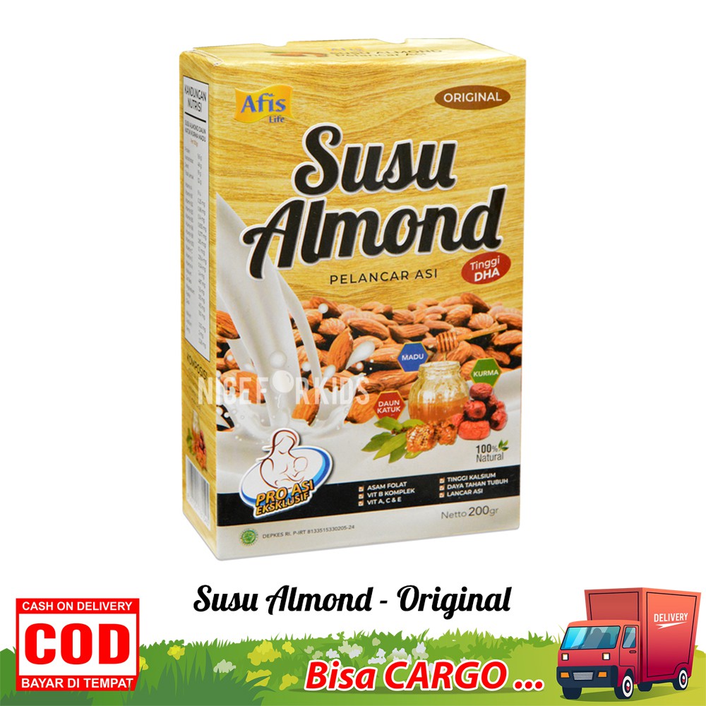 Afis life Susu Almond Pelancar Asi Booster Ibu menyusui 200 gr untuk perkembangan bayi optimal