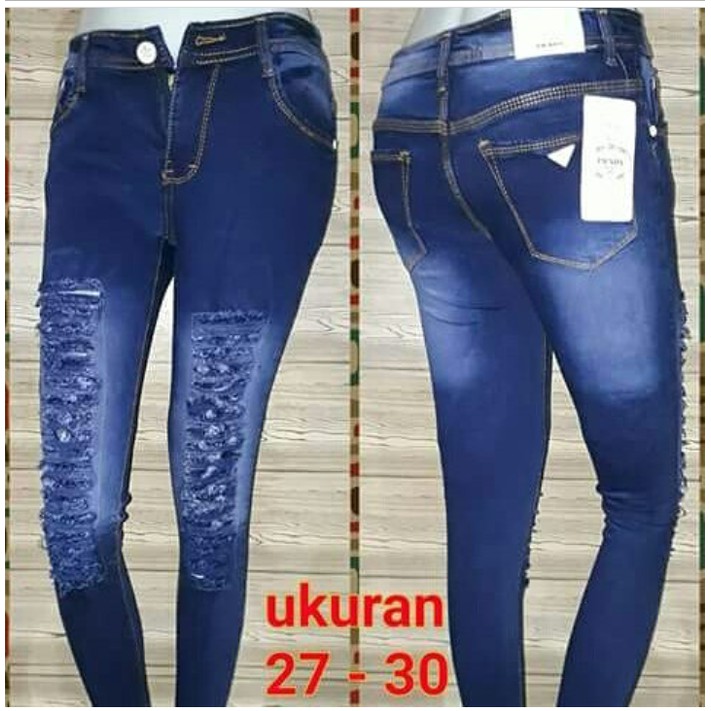 Celana jeans cewek distro/celana cewek sobek size 27-30