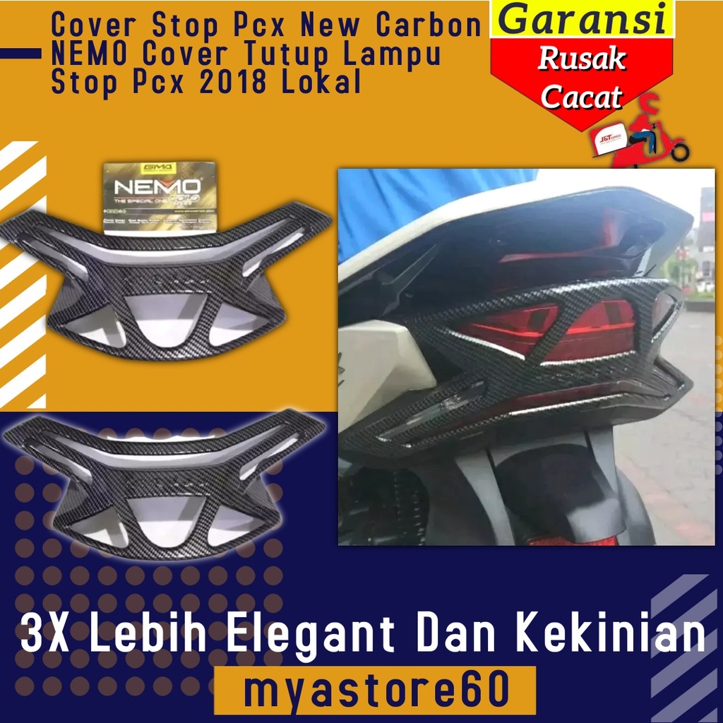 Cover Stop Pcx New Carbon NEMO Cover Tutup Lampu Stop Aksesoris Variasi Honda Pcx 2018 Lokal