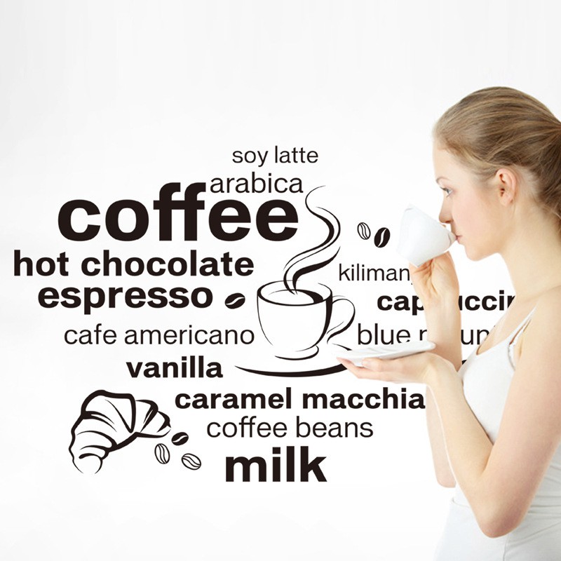 RELIZA WALL STICKER QUOTES DAPUR COFFEE CHOCOLATE CAPPUCCINO KITCHEN STIKER DINDING