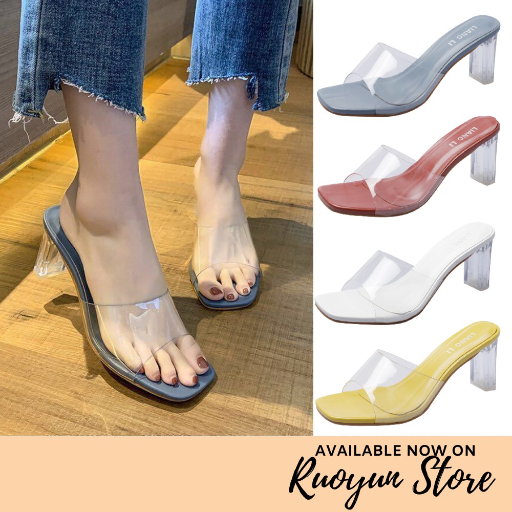 RYS - Versatile Mily Sepatu Hak Tahu Model Transparan Fashion Casual - Ori Import