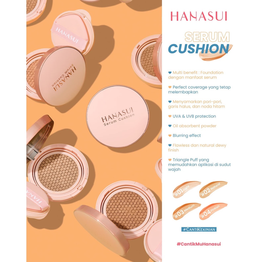 Hanasui Cushion 15gr |Foundation | Perfect Coverage Natural Dewy Finish