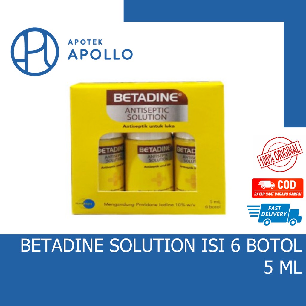 BETADINE SOLUTION PACK 5 ML ISI 6 BOTOL