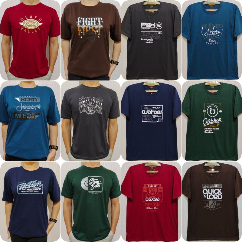 Kaos oblong gambar tulisan basic size L XL