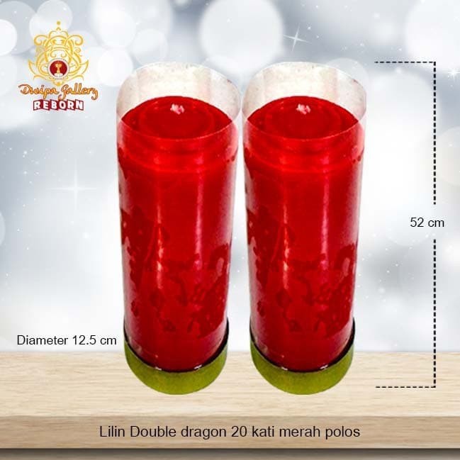 Lilin/Candle Puja Sembahyang Double Dragon 20 Kati Merah Polos