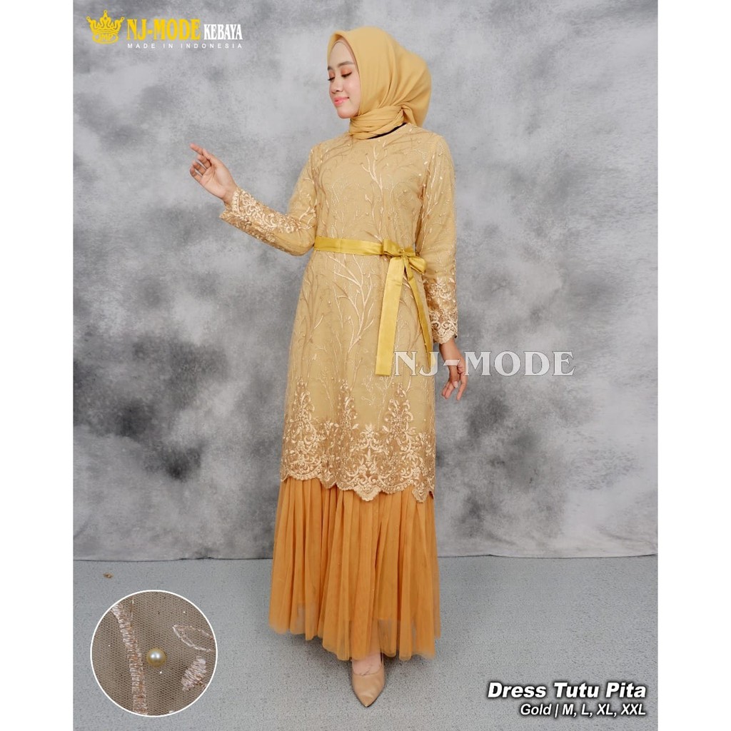 PROMO LONG GAMIS TUTU TULLE MUTIARA BORDIR / GAMIS PESTA