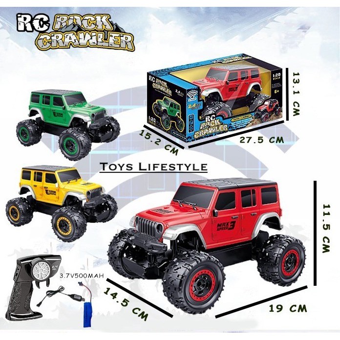 Mainan Mobil Remote Control RC Rock Crawler Jeep Rubicon 1:20 (Merah)