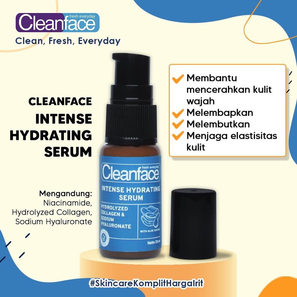 ❤ BELIA ❤ CLEANFACE Face Serum 20ml | Whitening Serum | Acne Care Serum | Intense Hydrating Serum | Serum Wajah | Serum Jerawat | Purbasari BPOM