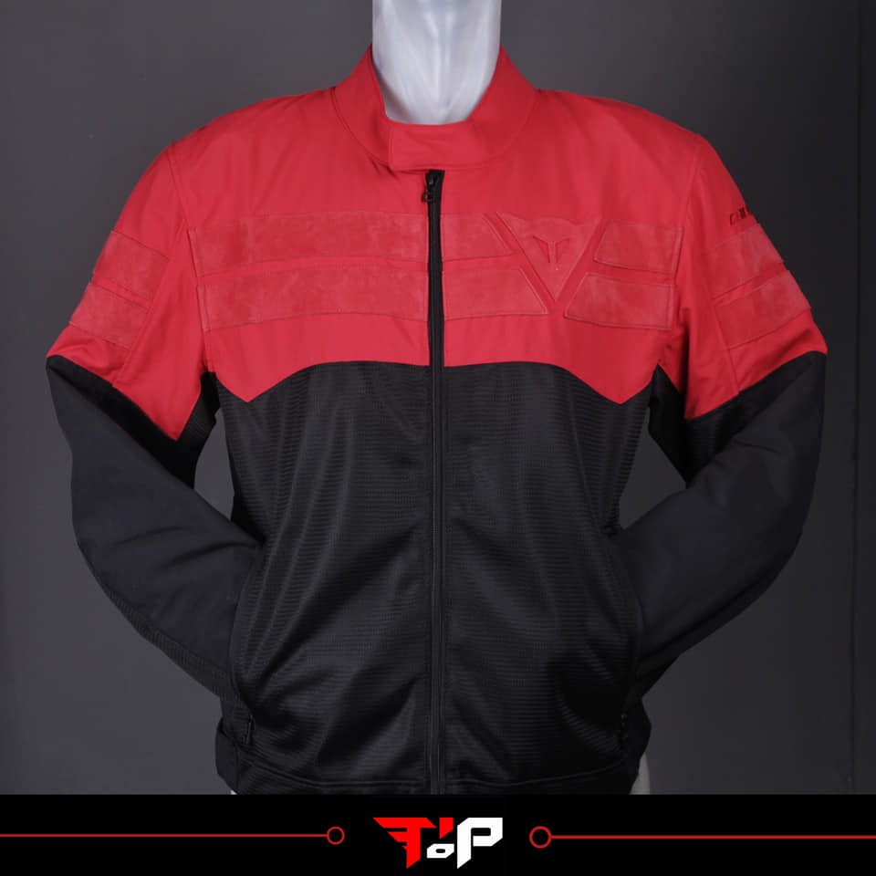 DAINESE AIR TRACK TEX JACKET BLACK RED JAKET MOTOR