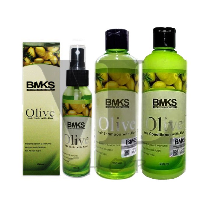 Paket Penyubur Rambut Shampo + Tonic + Kondisioner Ampuh Menumbuhkan Menebalkan | BMKS Olive