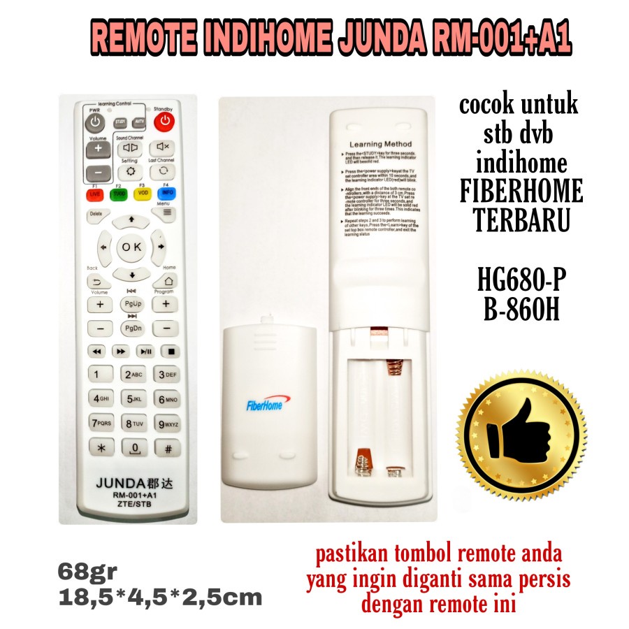 REMOTE STB DVB INDIHOME FIBERHOME TERBARU JUNDA RM 001+A1