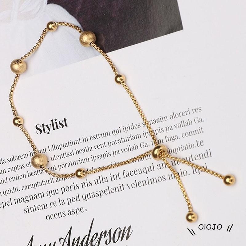 Gelang Adjustable Bahan Titanium Steel Warna Emas Gaya Korea Untuk Wanita