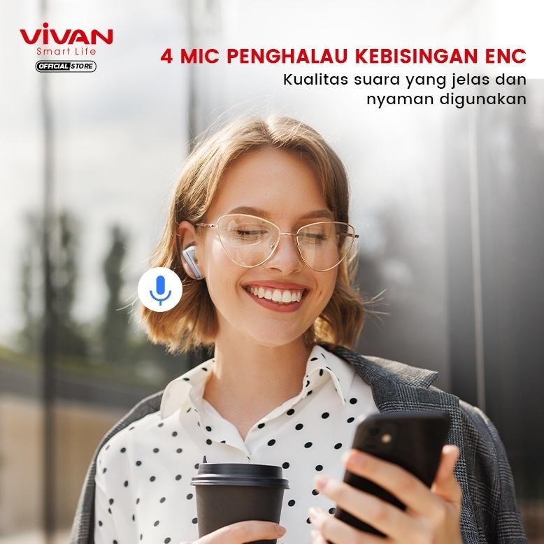 VIVAN Earphones Headset TWS Life 200NC Bluetooth 5.3 Waterproof IPX7 4