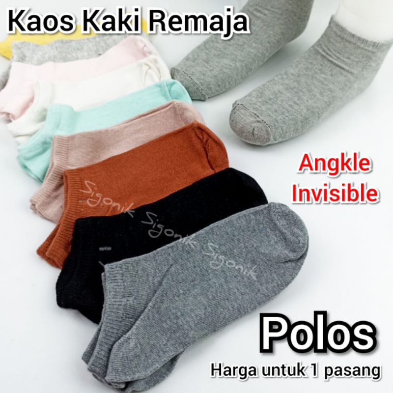 1 Pasang Kaos Kaki Angkle REMAJA POLOS Warna Unisex Cewek Cowok Invisible Sport Running Sigonik