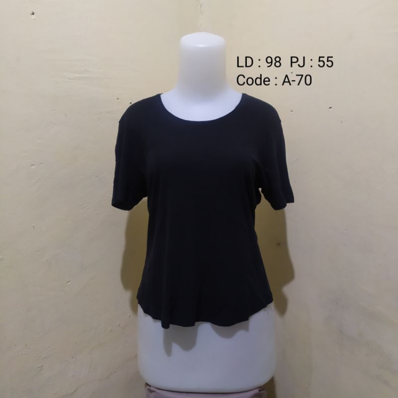 Blouse Hitam Polos Lengan Pendek Wanita A70
