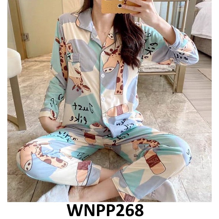 Piyama Wanita Piyama Kancing Depan Blue - WNPP268