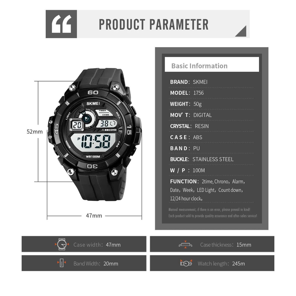 Jam Tangan Pria SKMEI 1756 Digital Original SKMEI Water resist 3 atm SKMEINDONESIA