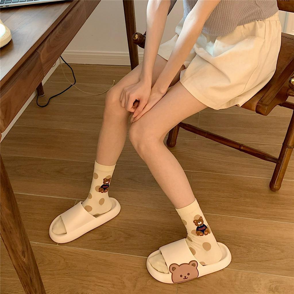 SJPOP Sandal Karakter Motif Bear Beruang Sendal Karet Couple Slip On Karet Empuk Home Slipper Anti Slip Wanita Pria Gaya