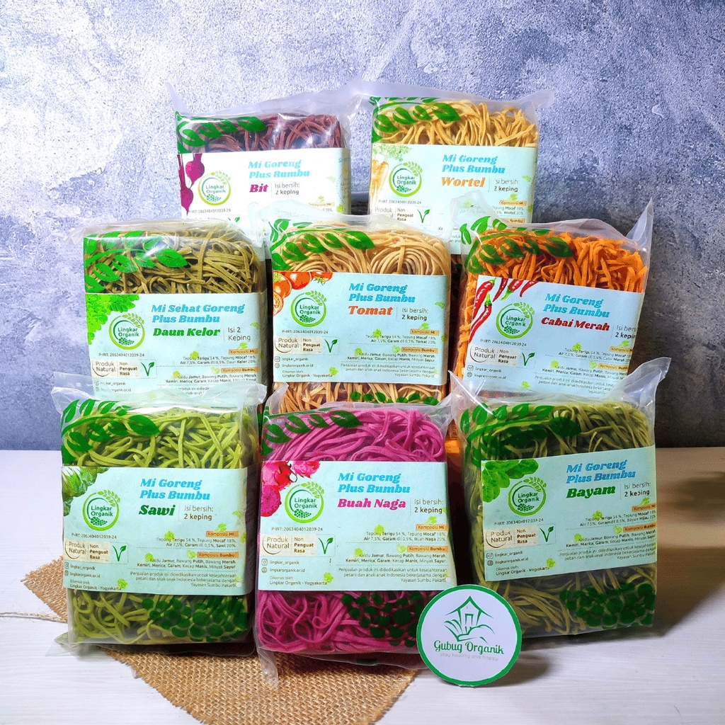

Mie Sehat Goreng Instan Lingkar Organik 100gr Varian Rasa Wortel/ Toma/ Cabai/ Buah Naga/ Kelor/ Beet / Non MSG