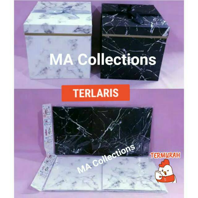

Kotak Kado, Kotak Parcel/Gift Box Motif Marmer Kecil