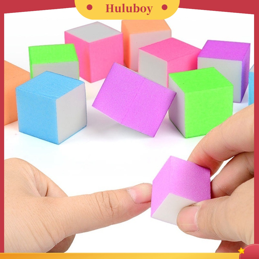 Huluboy Huluboy♡ 10pcs Spons Amplas Kuku Bentuk Kotak Untuk Manicure