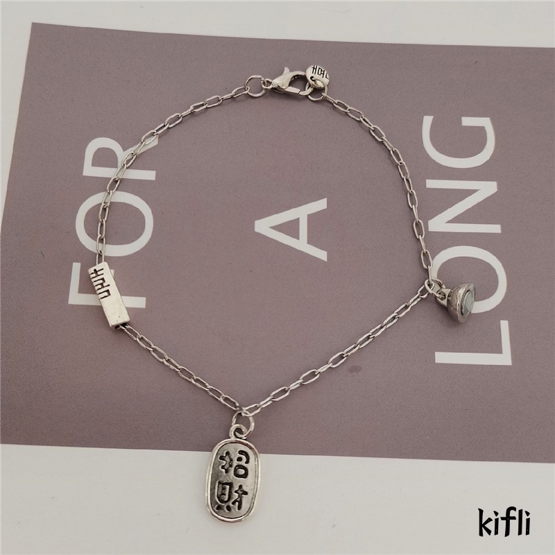 KIFIL 1 Pasang Lucky Couple Magnetic Gelang Pasangan Pacar Gelang Logam Hadiah Ulang Tahun