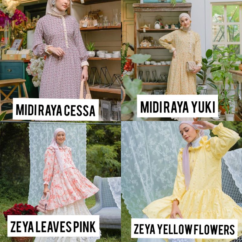 Midi Raya Cessa Yuki Zeya Tunic Leaves Pink Yellow Flowers by HaideeOrlin Haidee Orlin