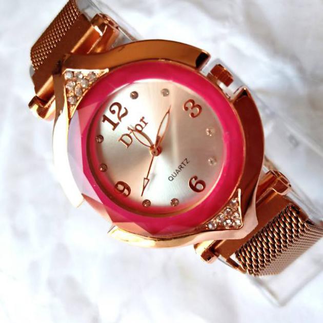 Jam tangan wanita magnet DIOR oval khusus rose gold