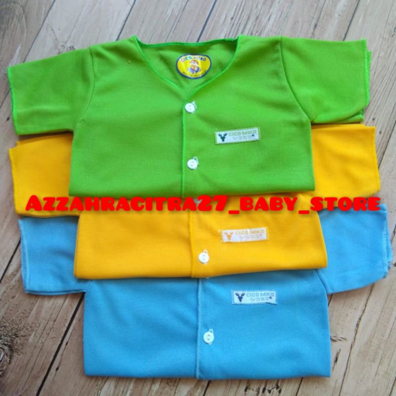 3PC CICO MIKO BAJU BAYI POLOS LENGAN PENDEK USIA NEW BORN BAHAN HALUS LEMBUT&amp; SNI