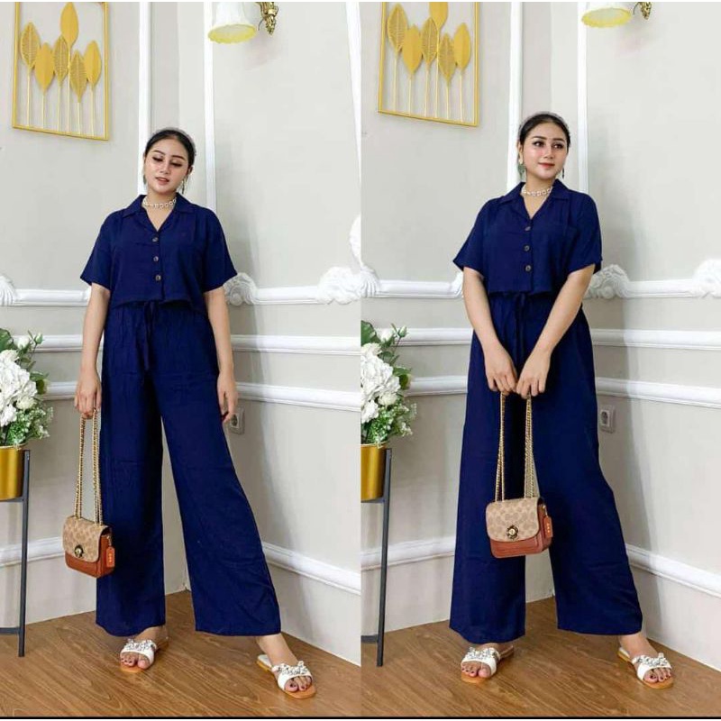 New piyama arab setelan lulu by dlusia / GROSIR SETELAN CP ARAB RENDA LULU BUSUI / DASTER ARAB-Set crop navy
