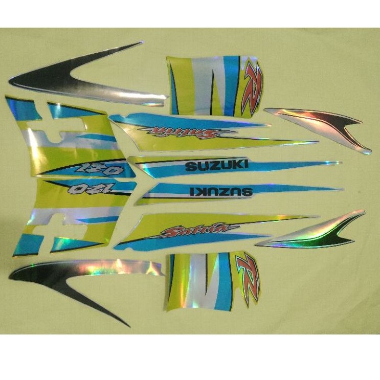 Striping stiker Lis satria hiu Malaysia kuning putih hologram