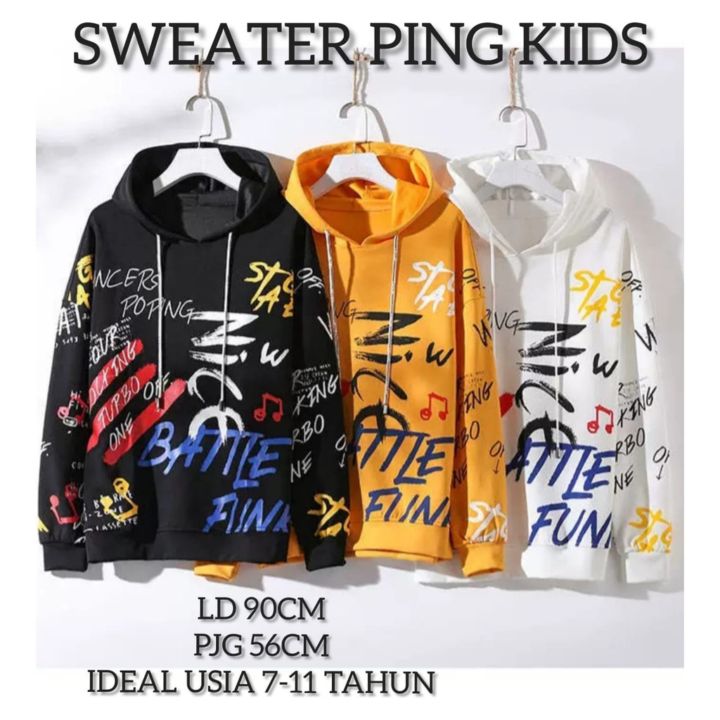 SWEATER HOODIE PING KIDS/SWEATER ANAK USIA 7-11 TAHUN