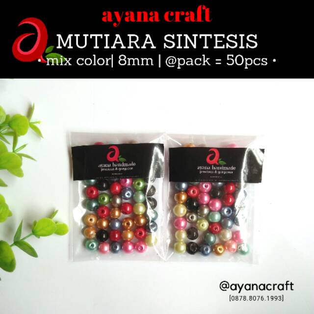 50pcs Mutiara Sintesis 6/8/10mm Mix Color