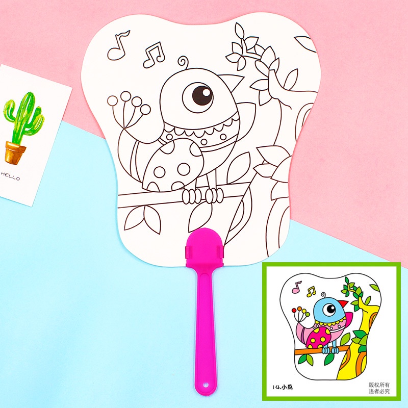 PAOPAO DIY Mewarnai Kipas Kertas Prakarya Anak ART &amp; Craf Education Untuk Anak