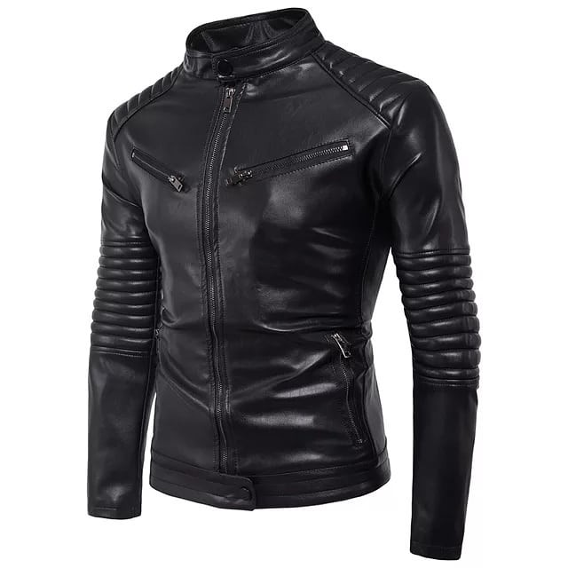 jaket kulit pu biker