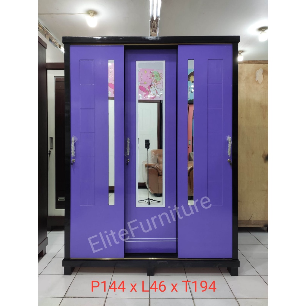 Lemari Pakaian 3Pintu / Lemari baju sleding 3pintu / Lemari Pakaian Sleding / Lemari Baju Murah