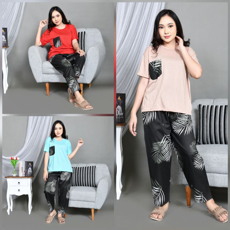 Baju Tidur Piyama Wanita/Cewek Dewasa CP Oblong Celana Panjang Kombinasi Kekinian