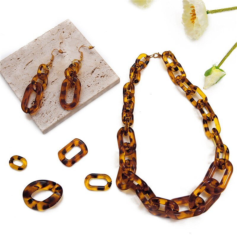 10 pcs/pack Fashion Acrylic Leopard DIY Beads untuk Membuat Perhiasan Konektor Link Rantai Pemegang Kerajinan Aksesoris