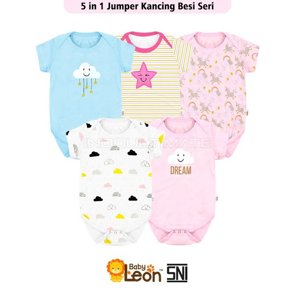 jumper bayi 5pcs SNI BABY LEON Baju kaos bayi Jumpsuit newborn anak bayi laki laki perempuan kodok