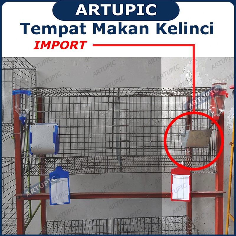 Tempat Makan kelinci IMPORT Galvanise Feeder Rabbit Mangkok Piring Tempat Pakan Kelinci Pet Bowl