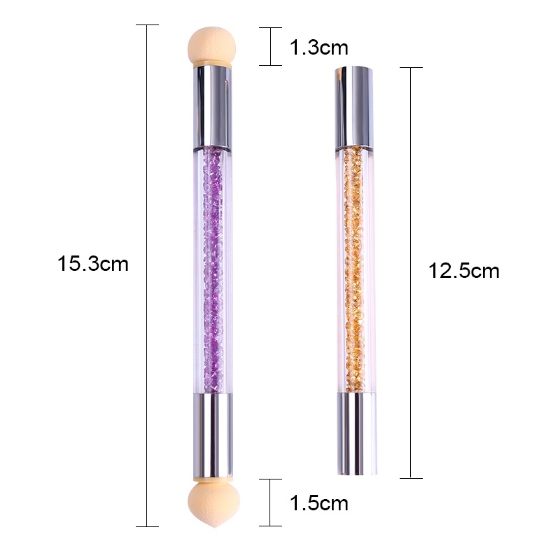 Round Replaceable Sponge Heads Shading Pen Dotting Brush Sponge Head Rhinestone Handle Nail Art Brush Nail Painting Tools