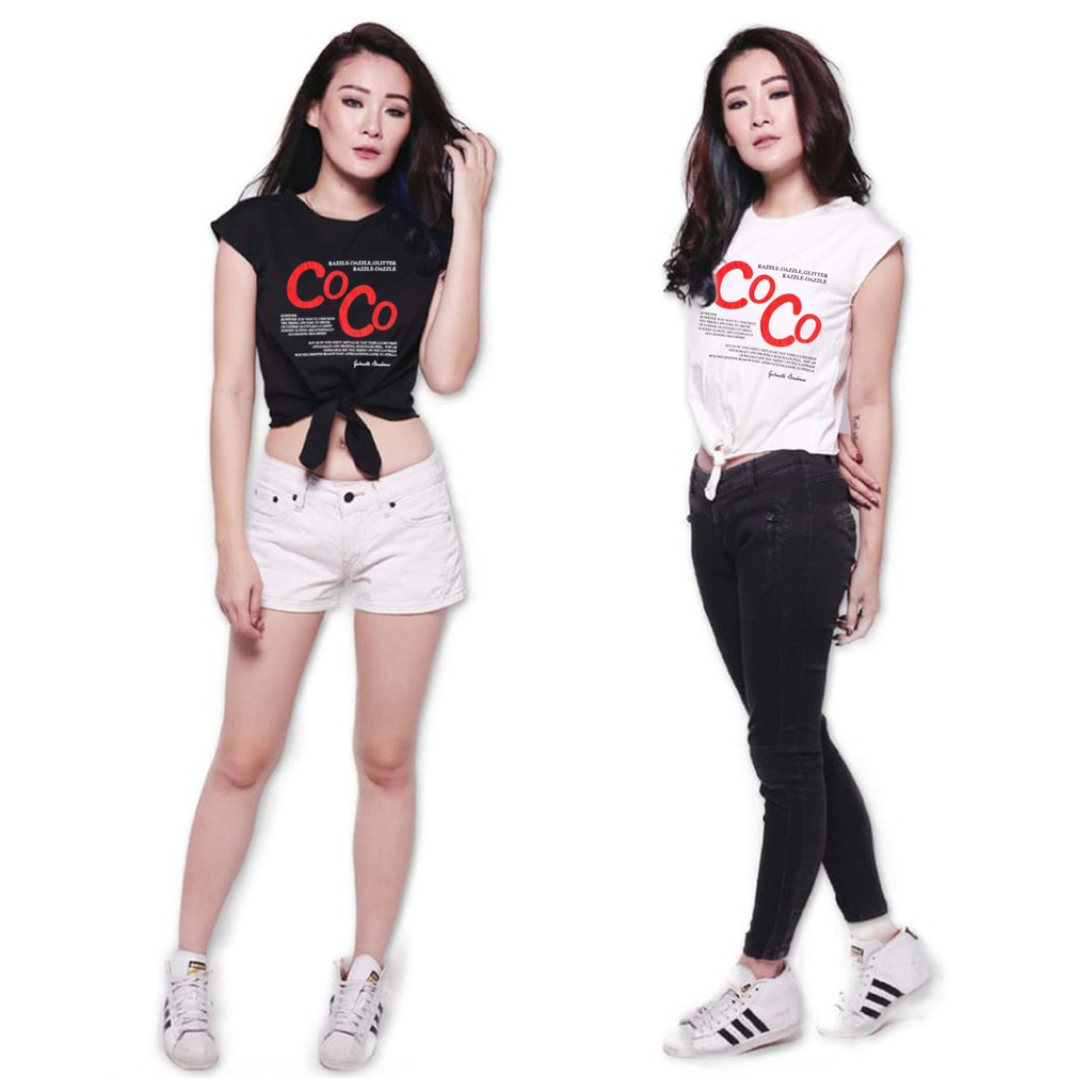 Bess - Kaos Crop Tali Wanita Murah / Crop Tied Tee Wanita HELLO CLEAR