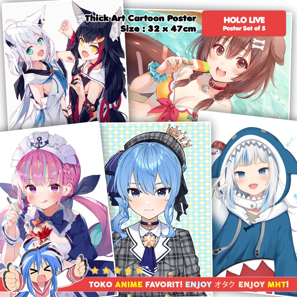 Poster Anime VTuber Virtual Youtuber Holo Live Set Of 5